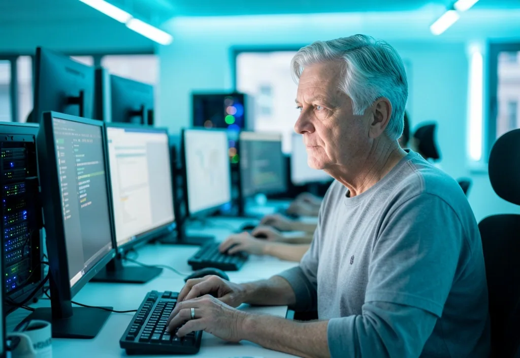 Profesional de bases de datos trabajando con herramientas de gestión