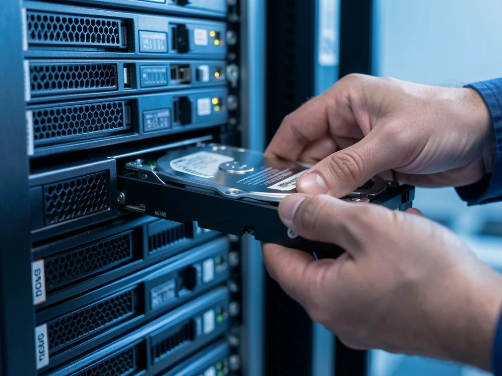 Sala de servidores con infraestructura de base de datos