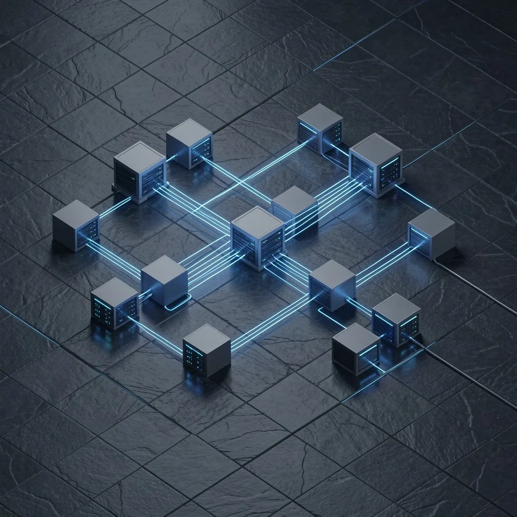 Arquitectura de clúster de base de datos isométrica