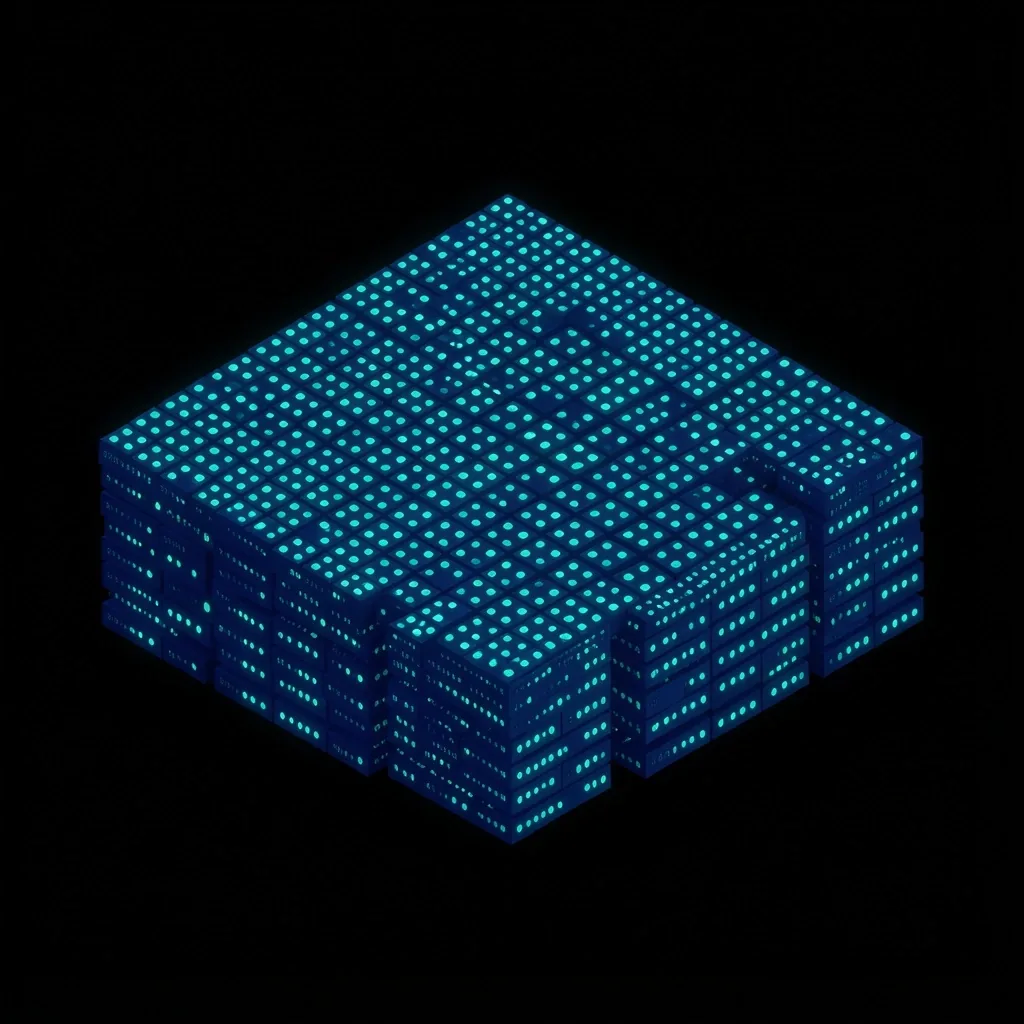 Matriz isométrica de datos representando una tabla de base de datos