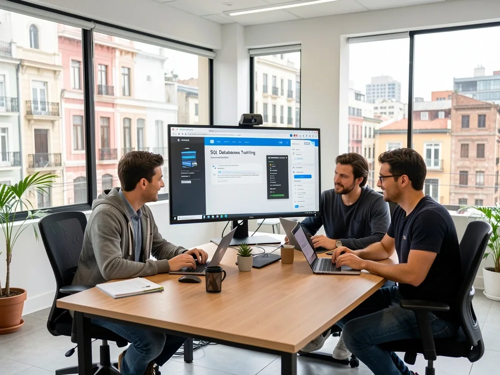 Equipo de desarrolladores trabajando en arquitectura de datos